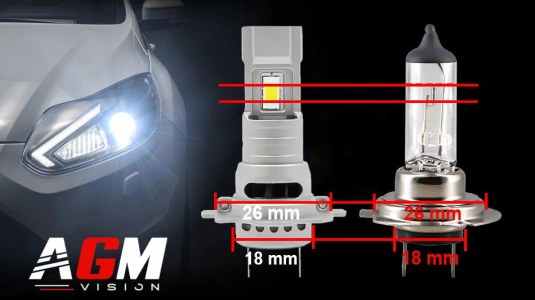 Première LED H7 ventilée similaire à une H7 halogène