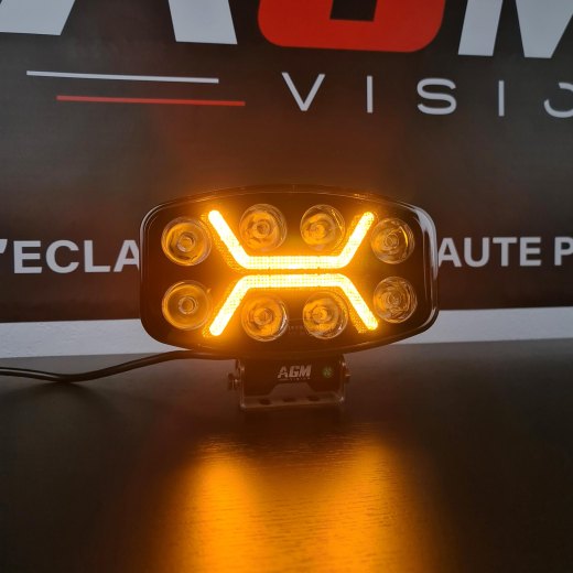 アーケナ オーバル LED ヘッドライト オレンジ/ホワイト ポジションランプ付き 80ワット