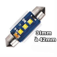 Navette LED ELITE (Blanc) C3W, C5W, C7W, C10W de 31 à 42mm