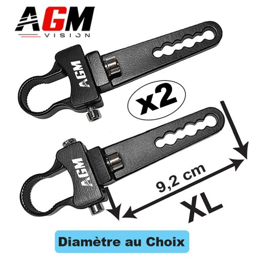 PACK 2 SUPPORTS XL POUR BARRE LED - TUBE DE 20 À 25MM