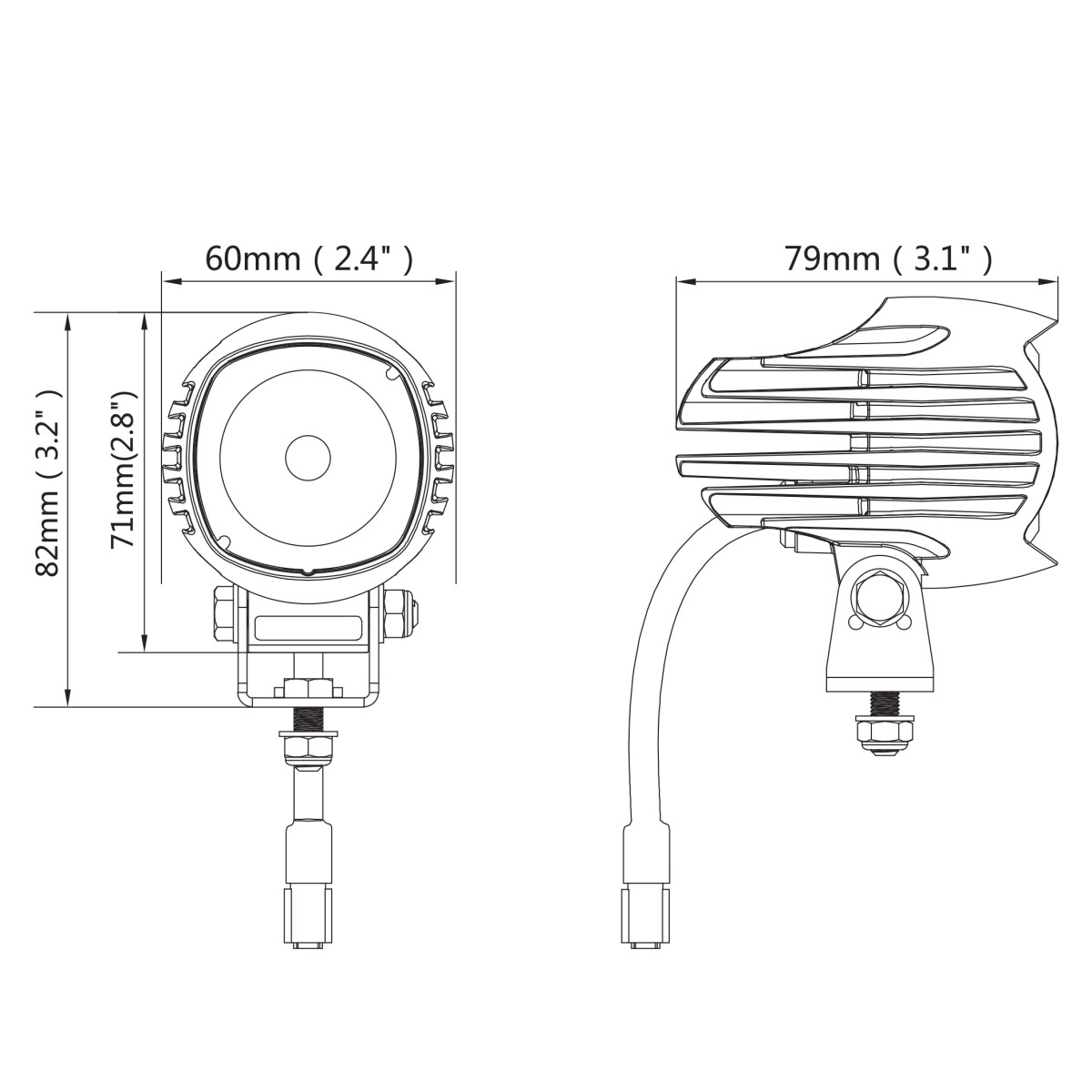 MINI PHARE LED MOTO ROND RACING 20W