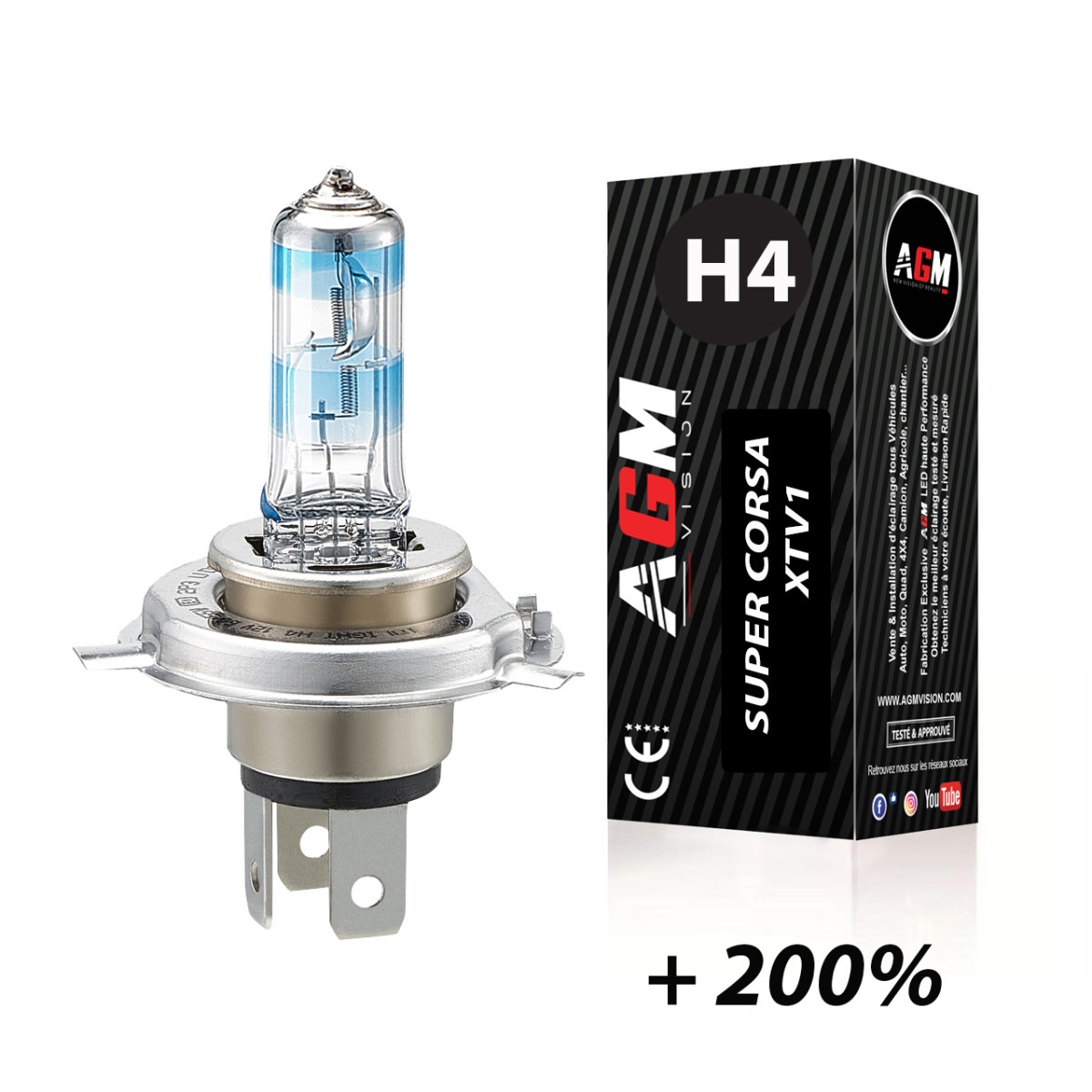 1 Ampoule halogène H4 60W/55W SUPER CORSA X-TV1