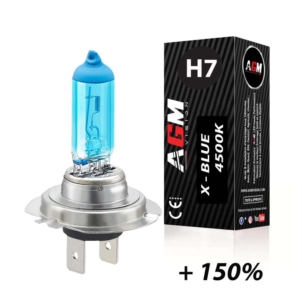 1 Ampoule halogène H7 55W X-BLUE 4500K