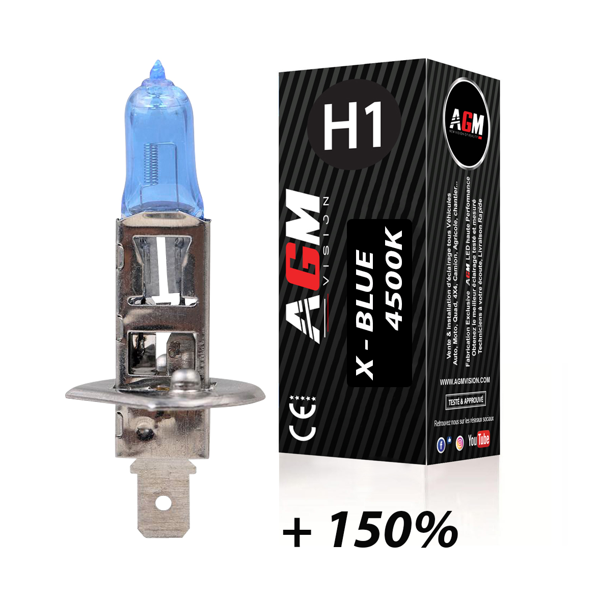 1 Ampoule halogène H1 55W X-BLUE 4500K