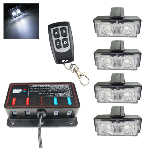 PACCHETTO 4 STROBOSCOPICHE LED GRIGLIA CALANDRA (BIANCO)