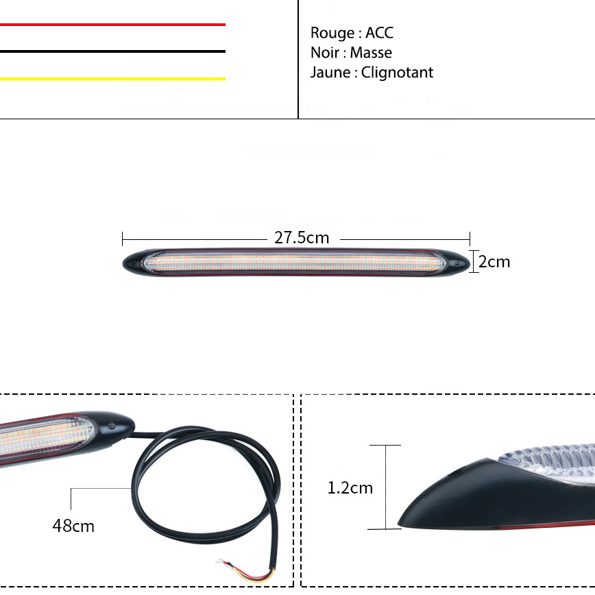 Feux Diurne LED/Clignotant + Animation 27cm (Sans Module)