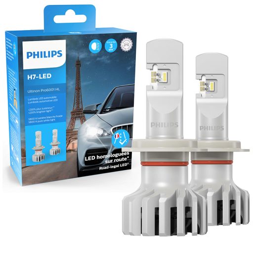 2 ampoules LED H7 Philips Ultinon Pro6001 HL (homologuées) - Feu Vert