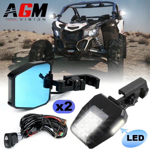 LEDスーパーフラッド60Wおよび3800ルーメン付き2個セットミラーキット