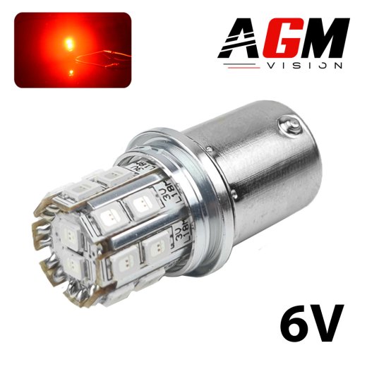 クラシックLEDバルブ P21W BA15S 6V（レッド）