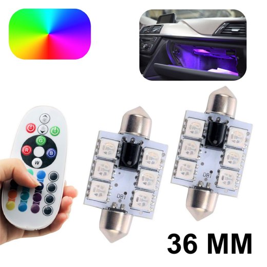LED shuttle-C10W-36mm-MULTICOLORED