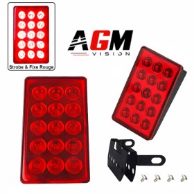 Feu Stop Strobe Puissant - Rectangle Rouge