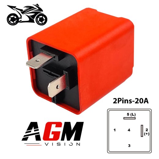 ユニバーサルLEDフラッシャーリレー / レッド - 2ピン、オートバイ用。