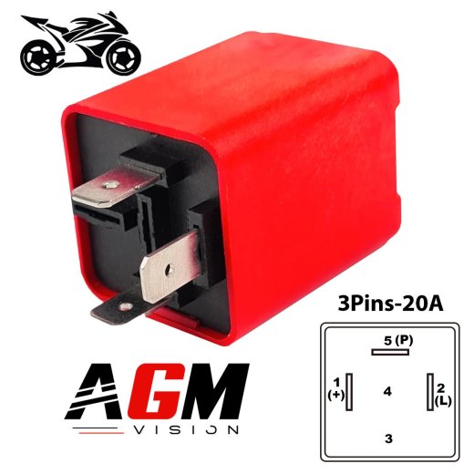 Relè / centrale lampeggiante LED universale rossa – 3 pin per moto.