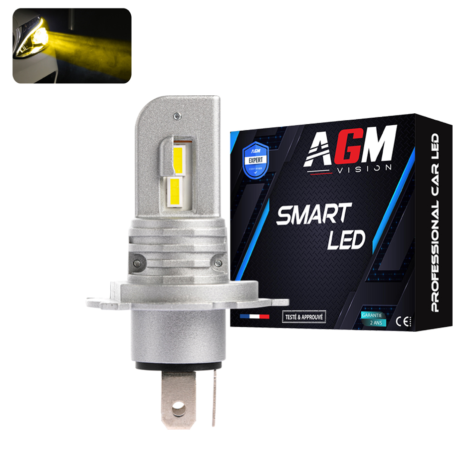 Ampoule LED H4 SMART JAUNE 3000K