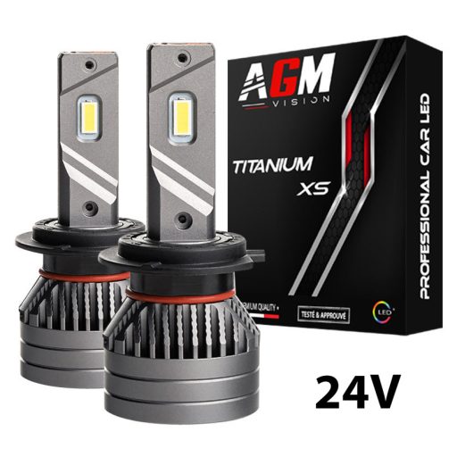 Kit Ampoules LED H7 TITANIUM XS 24V POUR CAMION - 90 WATTS - 15300 LUMENS - 6000K