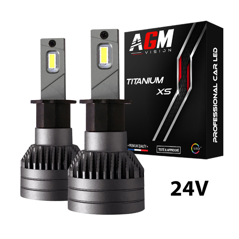 KIT AMPOULES LED H3 TITANIUM XS 24V POUR CAMION - 90 WATTS - 15300 LUMENS - 6000K