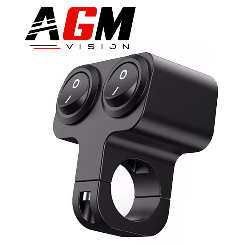 Double Boutons Moto Noir - ON/OFF Aluminium