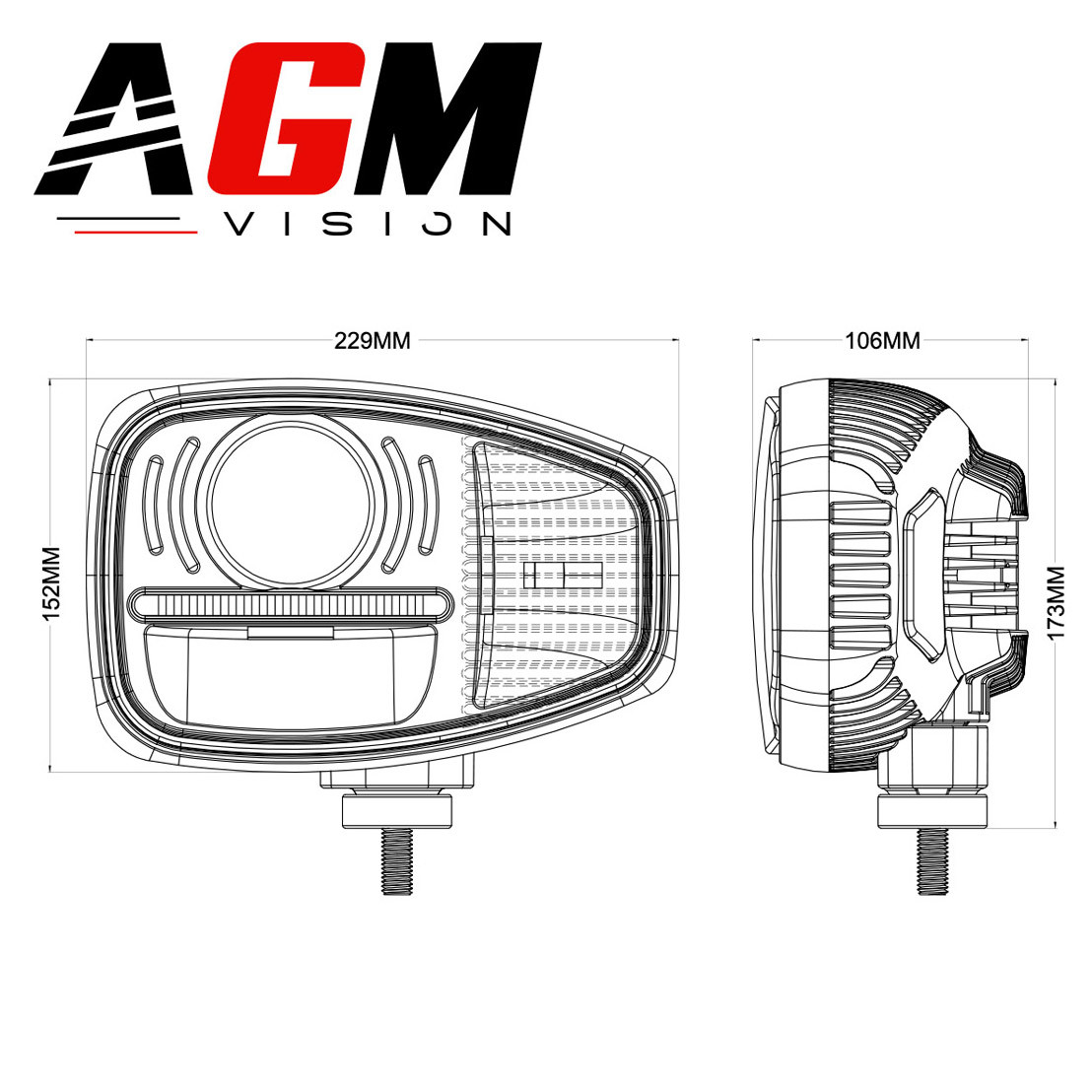 KIT 2 PHARES CROISEMENT & PLEIN PHARE + CLIGNOTANT TRACTEUR 60W