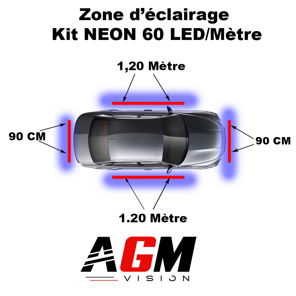 Kit NEON Voiture Universel 60 LED/Mètre RGB 40 Watts - Plug&Play