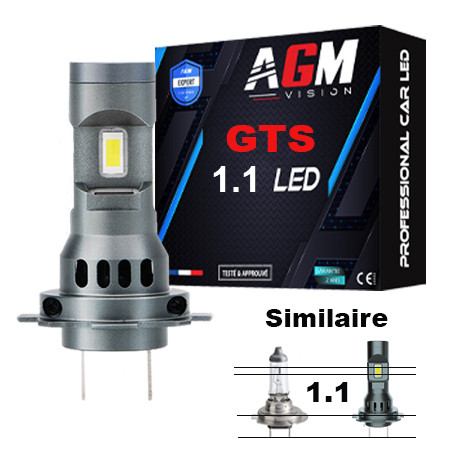 Ampoule LED H7 Moto GTS 1.1 Slim Ventilé 30 Watts, 4500 Lumens, Blanc 6500K