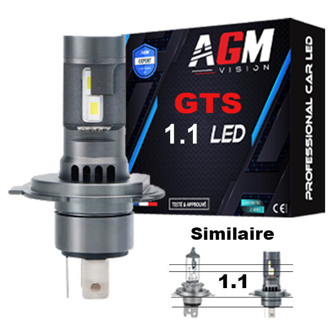 Ampoule LED H4 Moto GTS 1.1 Slim Ventilé 30 Watts, 4000 Lumens, Blanc 6500K