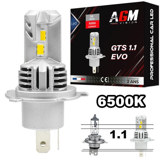 Bombilla LED H4 GTS 1.1 Slim ventilada, 35 vatios, 5050 lúmenes, blanco 6500K