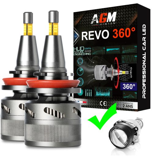 Kit Ampoules LED H9 REVO 360° - 120 Watts,  22 000 Lumens, Blanc 6000K