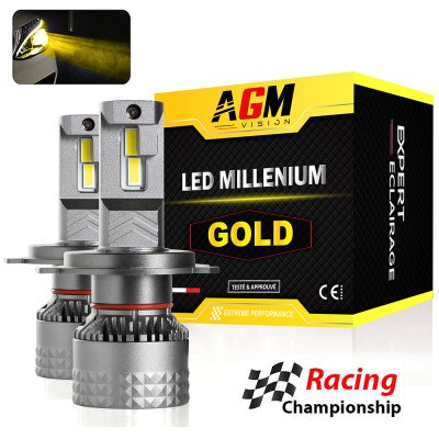 LED H4 MILLENIUM GOLD Lampenset - 120Watt, 21600 Lumen, Geel 2700K