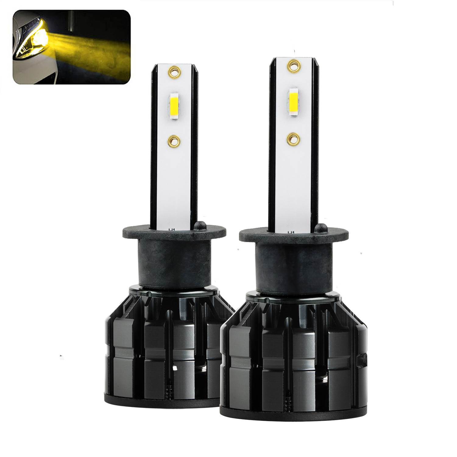  GZLMMY 1 paire de mini ampoules LED H1 100W 20000lm pour phare  avant de voiture 6500K étanche Voiture Headlight