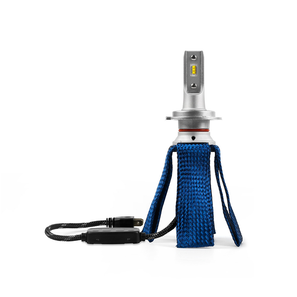 Kit Ampoules LED H7 ULTRA SLIM, 50 Watts, sans Ventilateur avec Refroidissement par Tresses