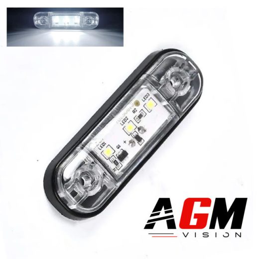 Oval Side LED Marker Light (WHITE) - 9 CM - 3 LED chips