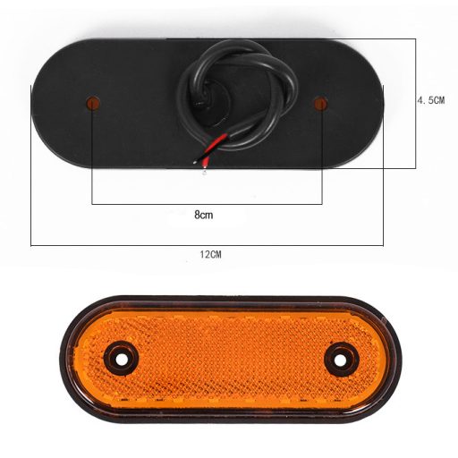 Feu de gabarit LED Catadioptre Latéral Ovale (Orange)- 12cm