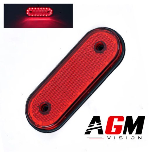 LEDマーカーランプ キャッツアイサイドオーバル（赤）- 12cm