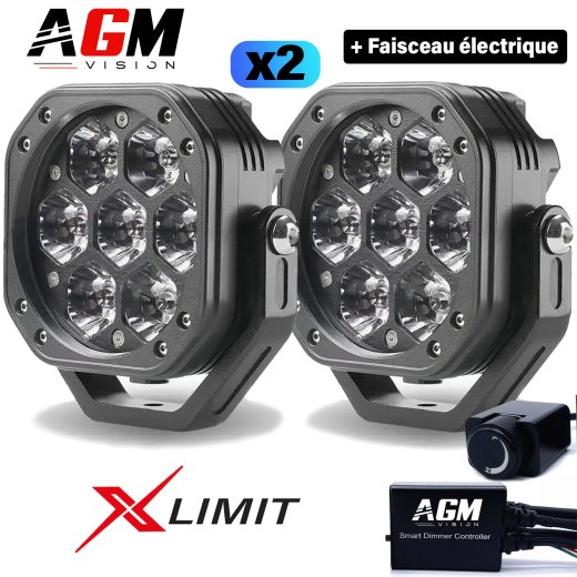 Kit 2 faróis LED moto X-LIMIT 7R PRO 168W branco