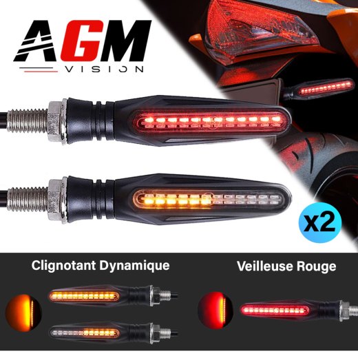 バイク用ダイナミックLEDウインカーキット2個＋赤色ポジションランプ