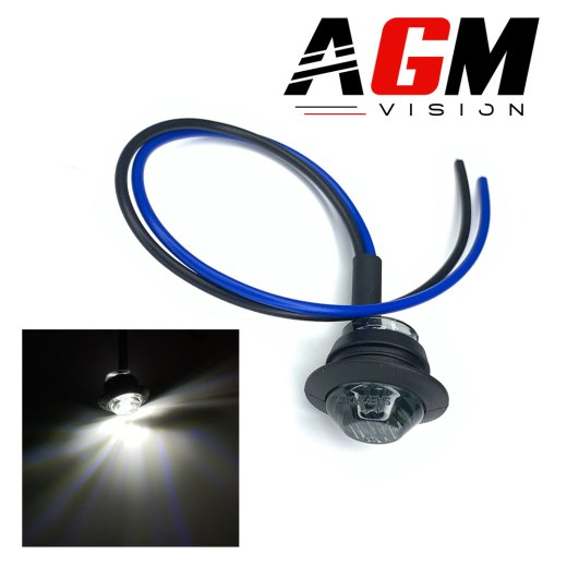 Luz de posição LED Redonda Preta Fumê (BRANCA) - Ø 2CM