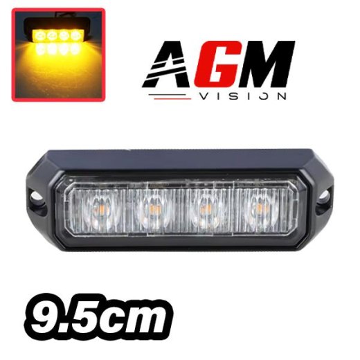 強力4LEDストロボ貫通灯 オレンジ 9.5CM