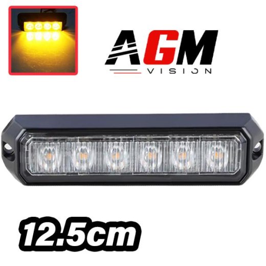 強力6LEDストロボ貫通灯 オレンジ 12.5CM