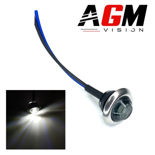 Luz de posição LED Redonda Preta Fumê Cromada (Branca) - Ø 2CM