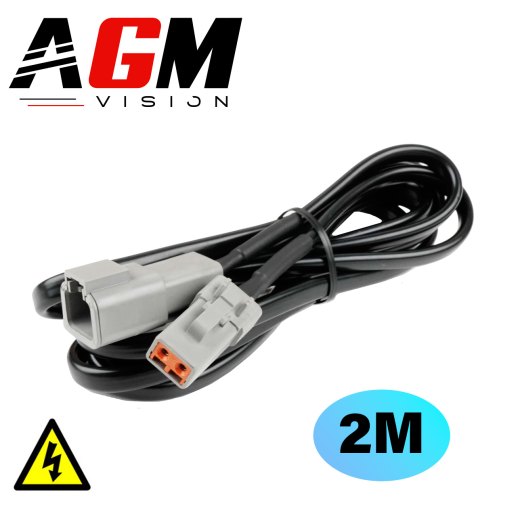 Extensão de cabo prolongador 2M, Alta Potência, Tomada Deutsch 2 pinos - Barra de LED ou Farol adicional