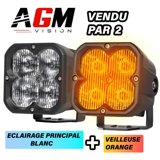 KIT 2 PHARES LED QUADRA TECH DRIVING DUAL COLOR 40W