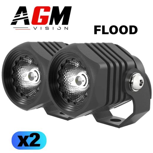 KIT 2 MINI ROUND LED MOTORCYCLE HEADLIGHTS GT-FLOOD 35W