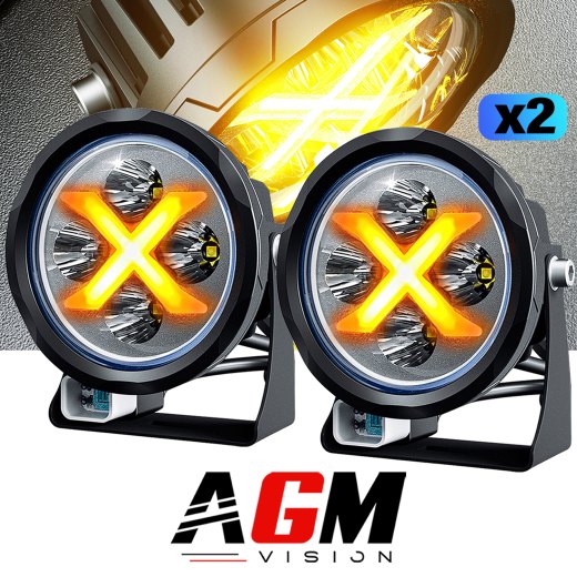 KIT 2 ROUND LED HEADLIGHTS X-TECH ORANGE 80W