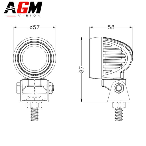 PHARE DE TRAVAIL LED ROND ROTAX 360° 10W