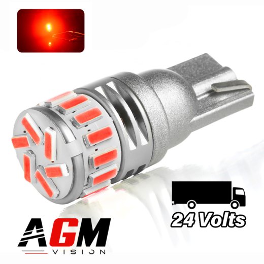 Ampoule LED T10-W5W 360° (Rouge) Camion 24 Volts