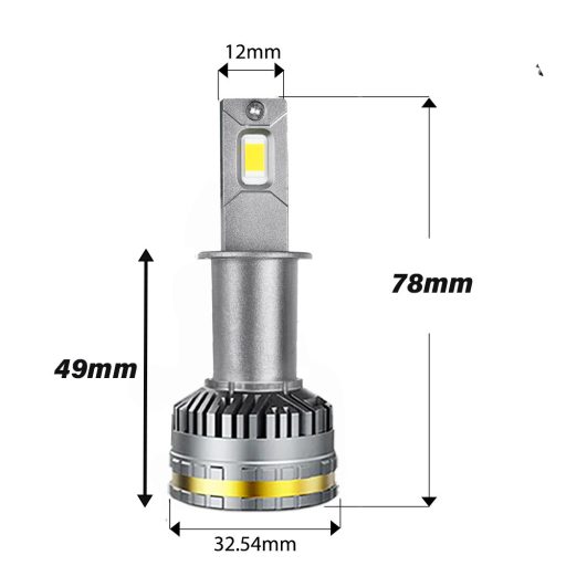 Kit Ampoules LED H3 MILLENIUM GOLD - 130Watts, la plus puissante, Couleur Jaune 2700K