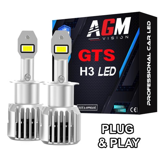 KIT LED-lampen H3 GTS EVO R70W - Verstelbaar & geventileerd, 10 100 lumen, wit 5800K