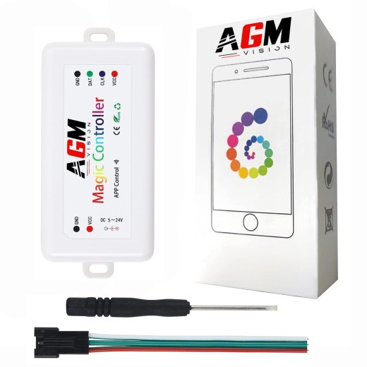 Controlador Bluetooth 200 modos, RGB 5v, 12v, 24v para fita LED carro