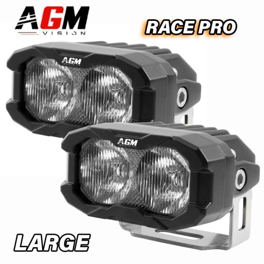 Kit 2 Mini LED Bars Moto Race Pro Flood 60W + Orange Position Light