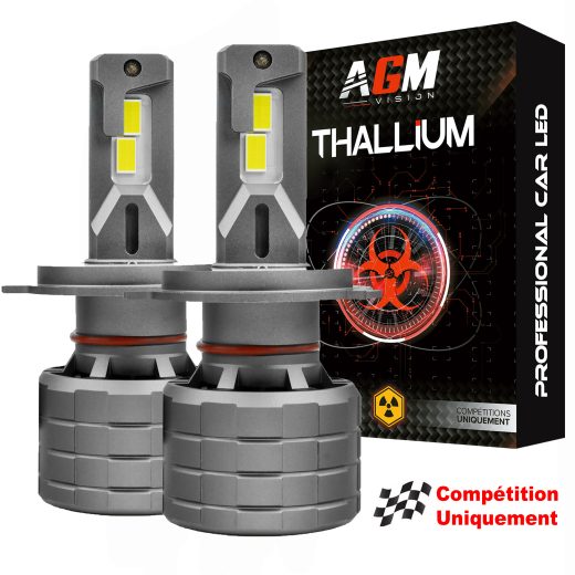 Kit Ampoules LED H4 THALLIUM GT, Compétition, Ultra Puissante, 200 WATTS, 36 000 LUMENS